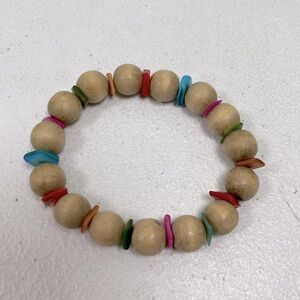 Artisan Wood Beaded Stretch Bracelet Colorful
